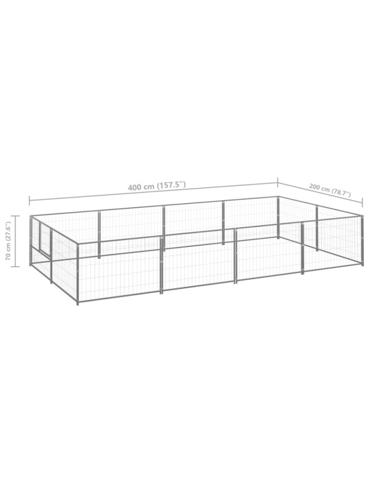 Suņu voljērs, sudraba krāsa, 8 m², tērauds