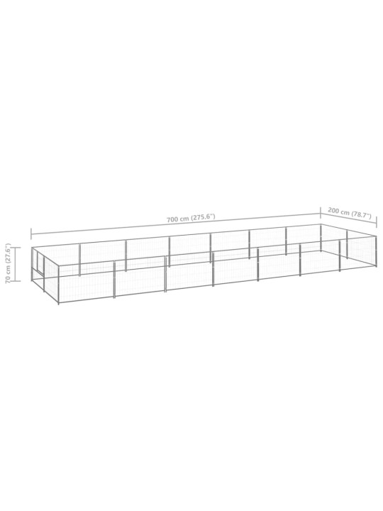 Suņu voljērs, sudraba krāsa, 14 m², tērauds