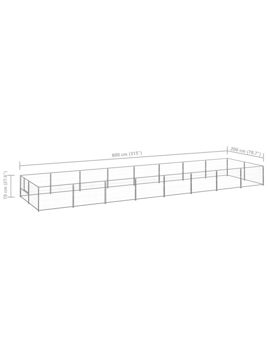Suņu voljērs, sudraba krāsa, 16 m², tērauds