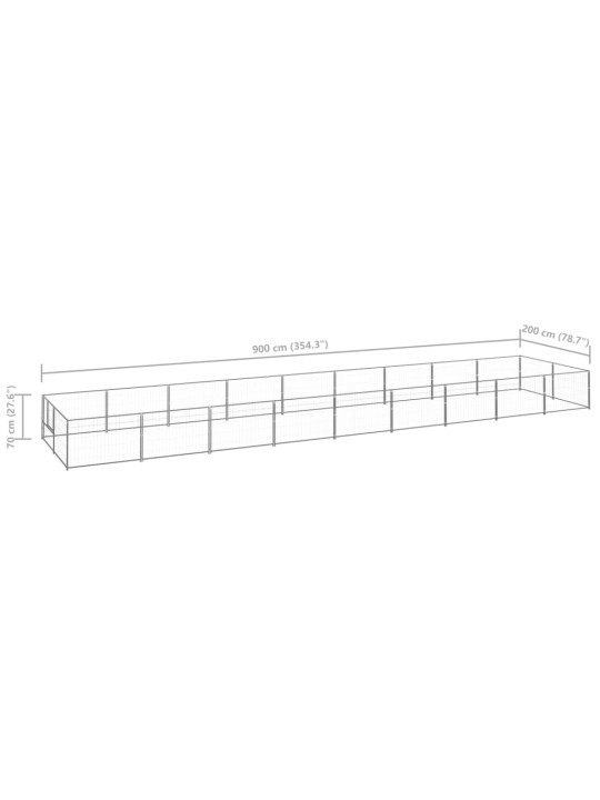 Suņu voljērs, sudraba krāsa, 18 m², tērauds