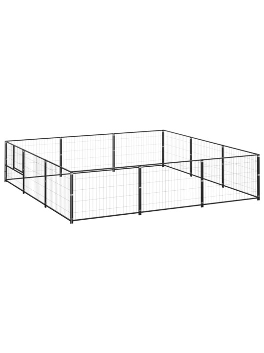 Suņu voljērs, melns, 9 m², tērauds