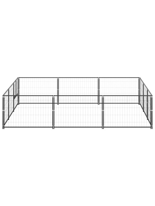 Suņu voljērs, melns, 9 m², tērauds