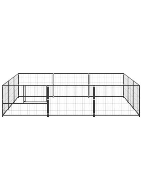 Suņu voljērs, melns, 9 m², tērauds
