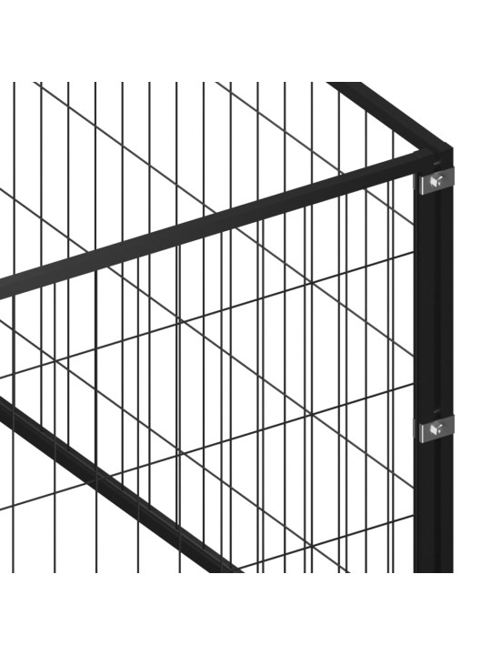 Suņu voljērs, melns, 9 m², tērauds