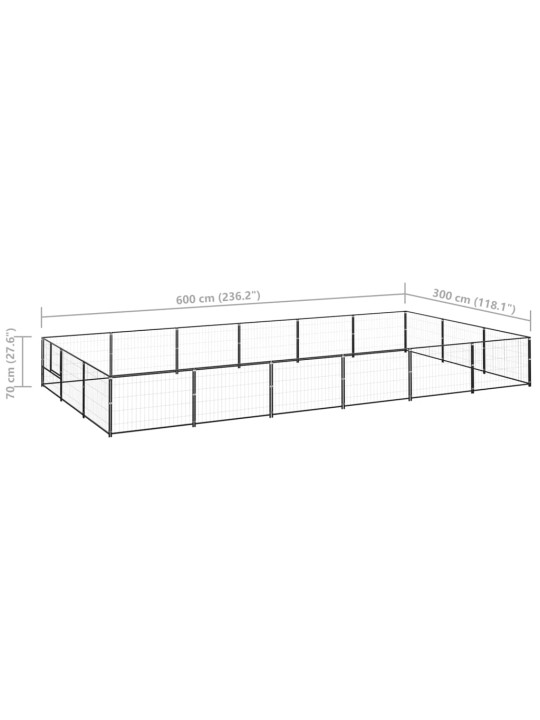 Suņu voljērs, melns, 18 m², tērauds