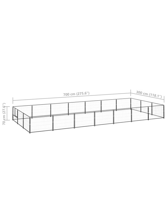 Suņu voljērs, melns, 21 m², tērauds