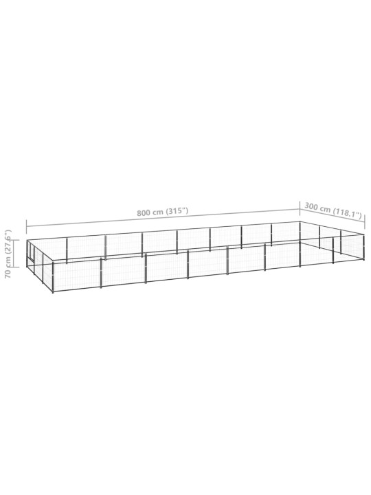 Suņu voljērs, melns, 24 m², tērauds