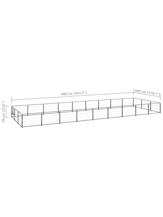 Suņu voljērs, melns, 27 m², tērauds