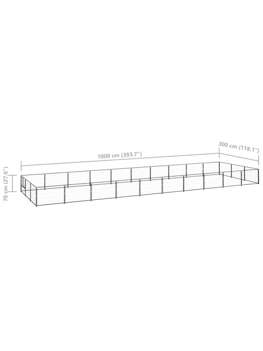 Suņu voljērs, melns, 30 m², tērauds