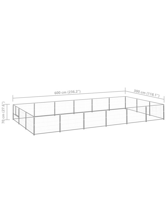 Suņu voljērs, sudraba krāsa, 18 m², tērauds