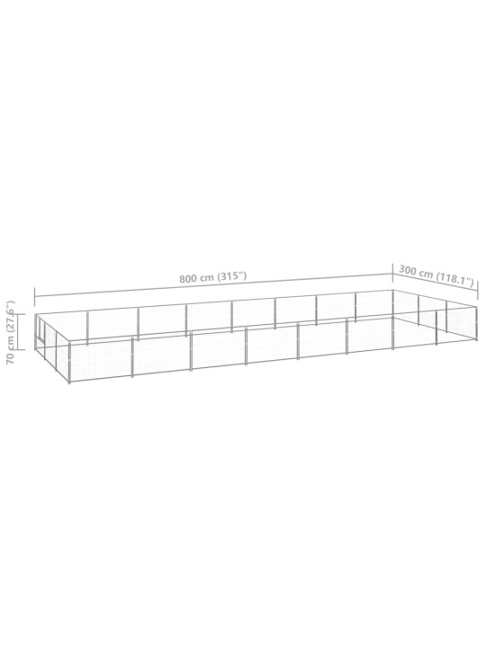 Suņu voljērs, sudraba krāsa, 24 m², tērauds