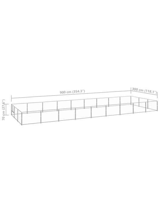 Suņu voljērs, sudraba krāsa, 27 m², tērauds