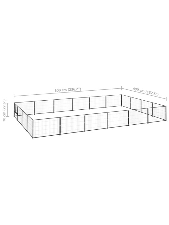 Suņu voljērs, melns, 24 m², tērauds