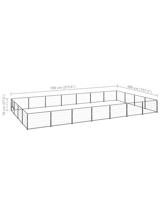 Suņu voljērs, melns, 28 m², tērauds