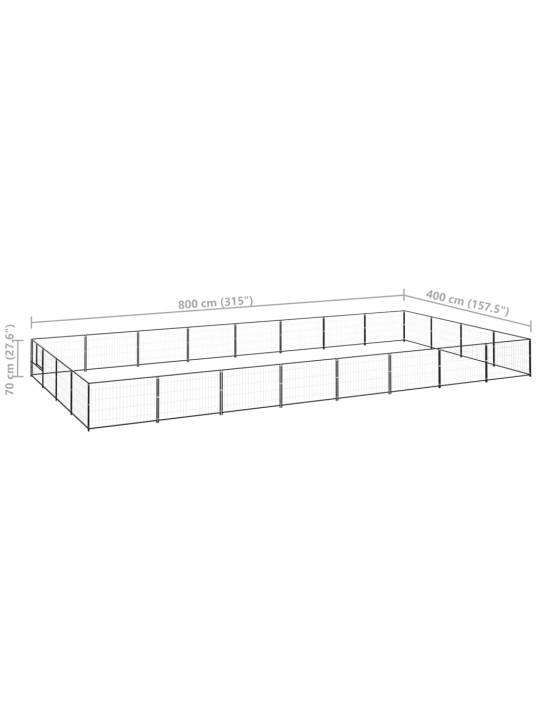 Suņu voljērs, melns, 32 m², tērauds