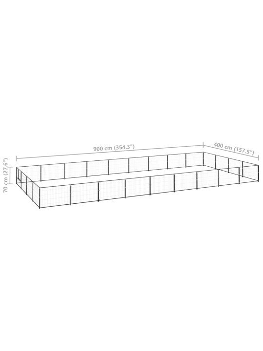 Suņu voljērs, melns, 36 m², tērauds