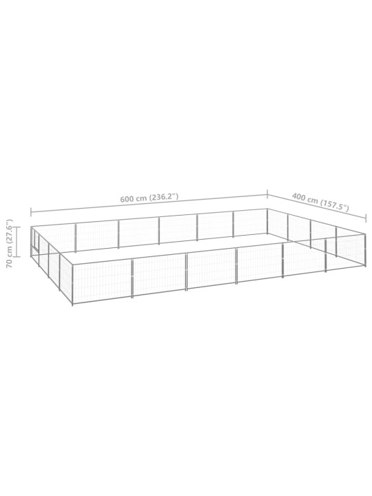 Suņu voljērs, sudraba krāsa, 24 m², tērauds