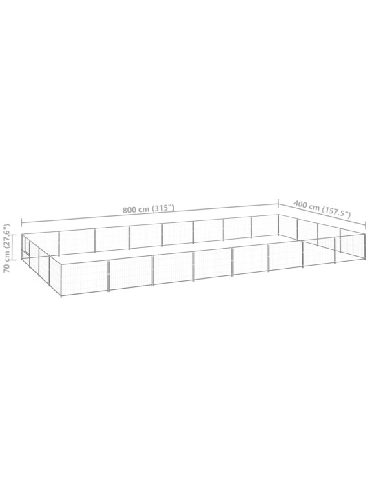 Suņu voljērs, sudraba krāsa, 32 m², tērauds