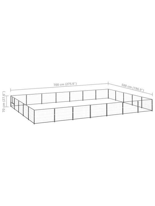 Suņu voljērs, melns, 35 m², tērauds
