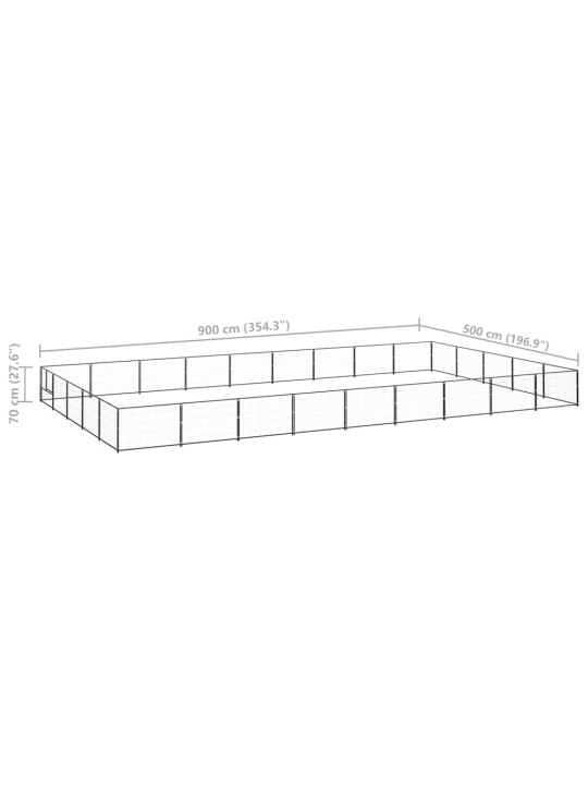 Suņu voljērs, melns, 45 m², tērauds