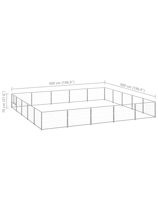 Suņu voljērs, sudraba krāsa, 25 m², tērauds