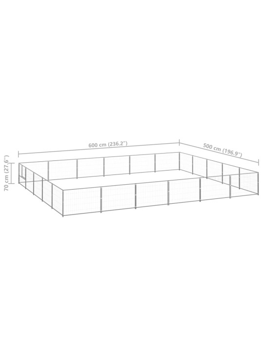 Suņu voljērs, sudraba krāsa, 30 m², tērauds