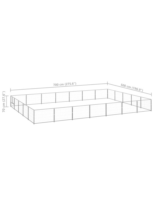 Suņu voljērs, sudraba krāsa, 35 m², tērauds