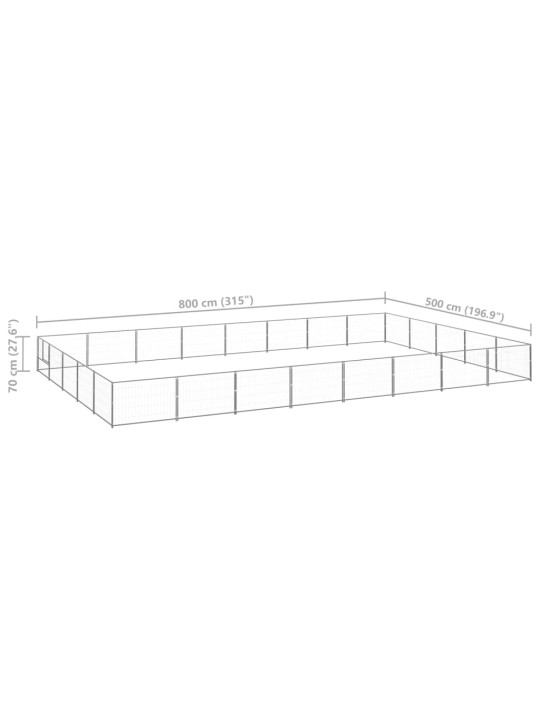 Suņu voljērs, sudraba krāsa, 40 m², tērauds