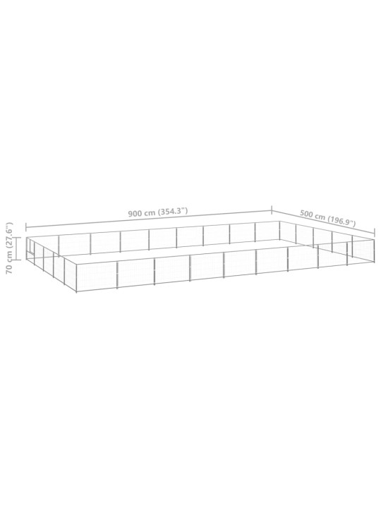 Suņu voljērs, sudraba krāsa, 45 m², tērauds