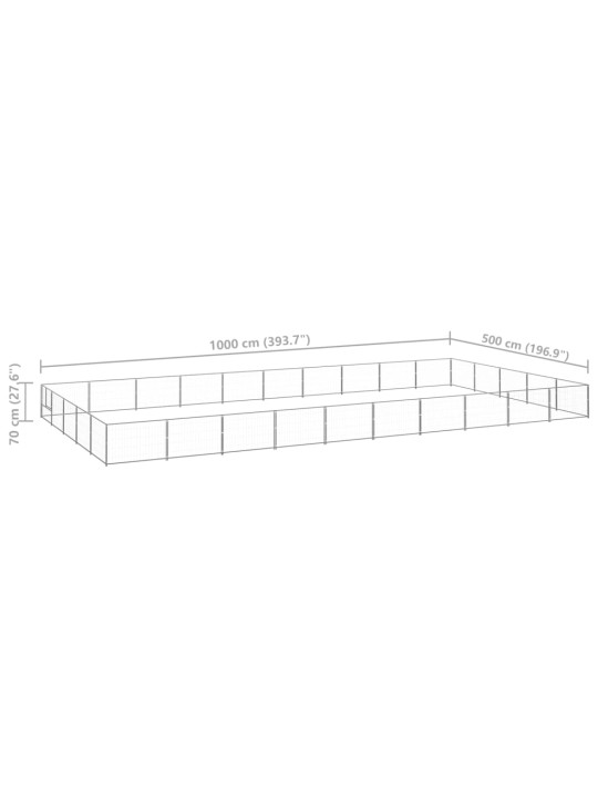 Suņu voljērs, sudraba krāsa, 50 m², tērauds