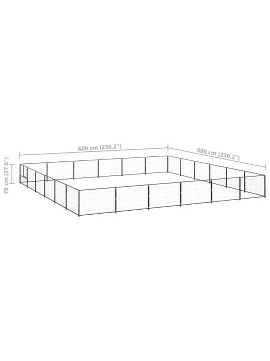 Suņu voljērs, melns, 36 m², tērauds