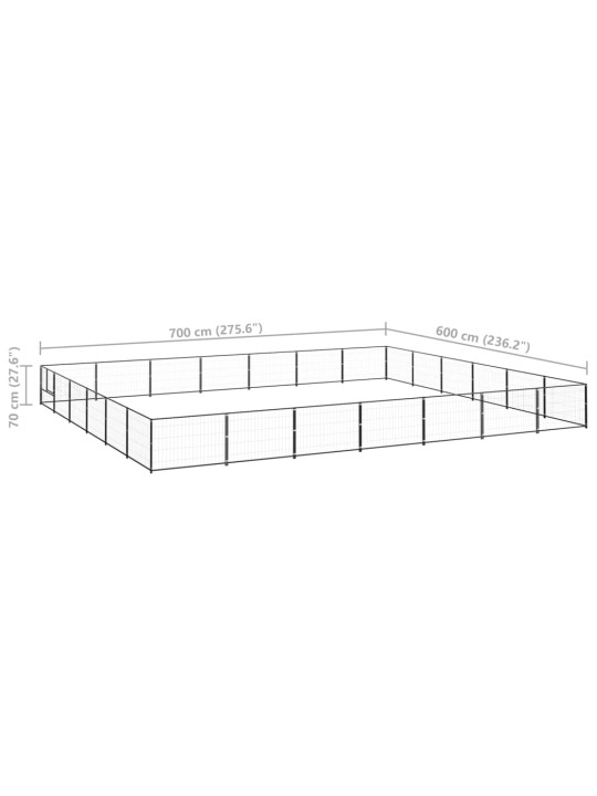 Suņu voljērs, melns, 42 m², tērauds