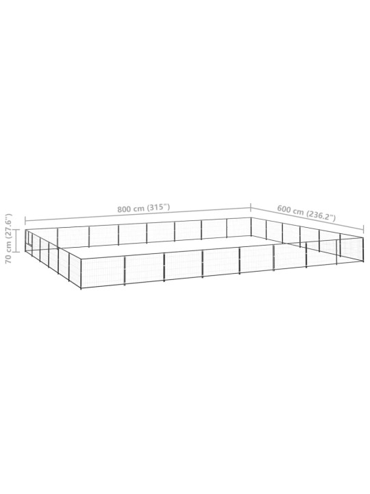 Suņu voljērs, melns, 48 m², tērauds
