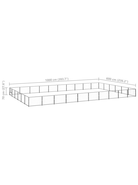 Suņu voljērs, melns, 60 m², tērauds