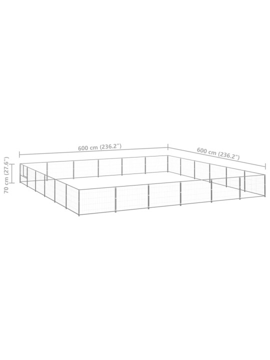 Suņu voljērs, sudraba krāsa, 36 m², tērauds