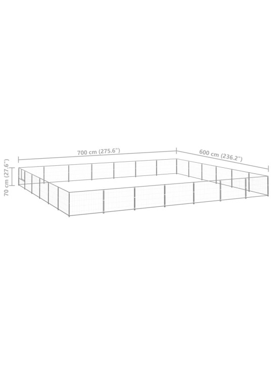 Suņu voljērs, sudraba krāsa, 42 m², tērauds