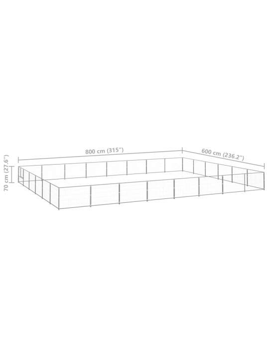 Suņu voljērs, sudraba krāsa, 48 m², tērauds