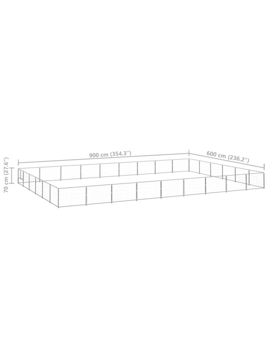 Suņu voljērs, sudraba krāsa, 54 m², tērauds