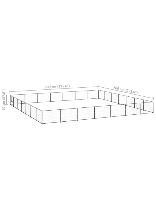 Suņu voljērs, melns, 49 m², tērauds