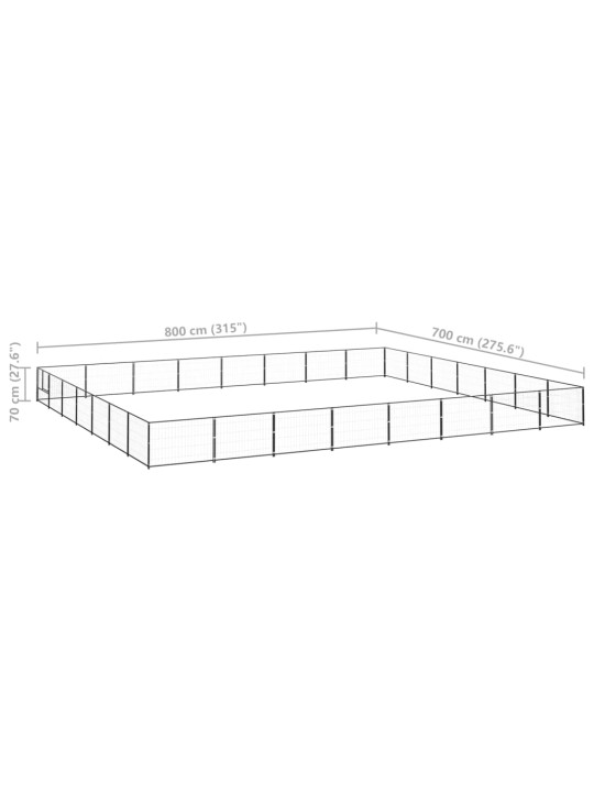Suņu voljērs, melns, 56 m², tērauds