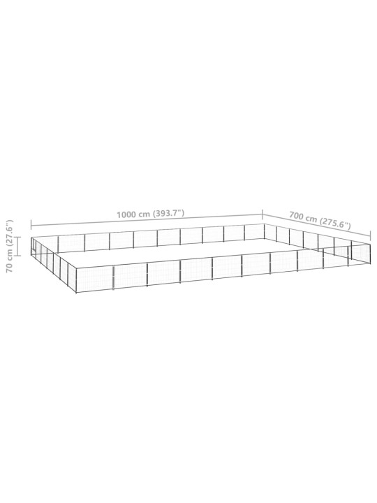 Suņu voljērs, melns, 70 m², tērauds
