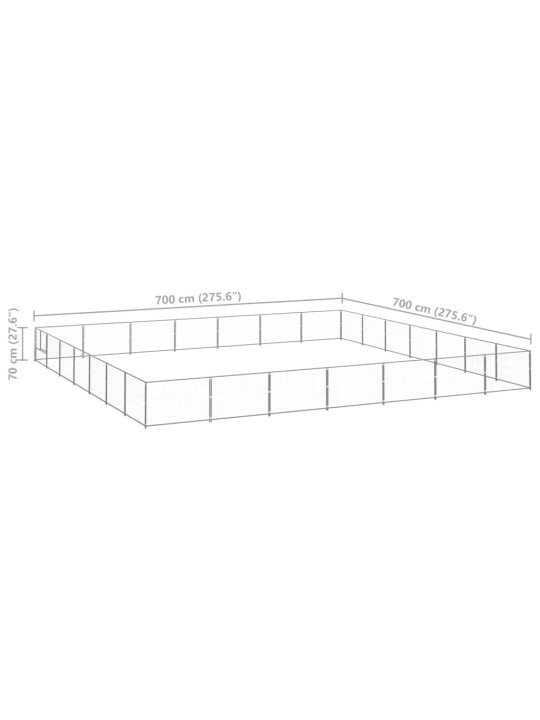 Suņu voljērs, sudraba krāsa, 49 m², tērauds