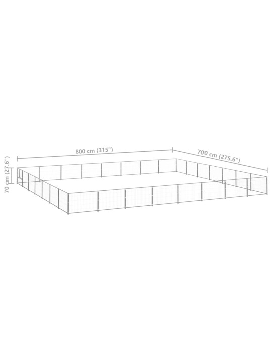 Suņu voljērs, sudraba krāsa, 56 m², tērauds