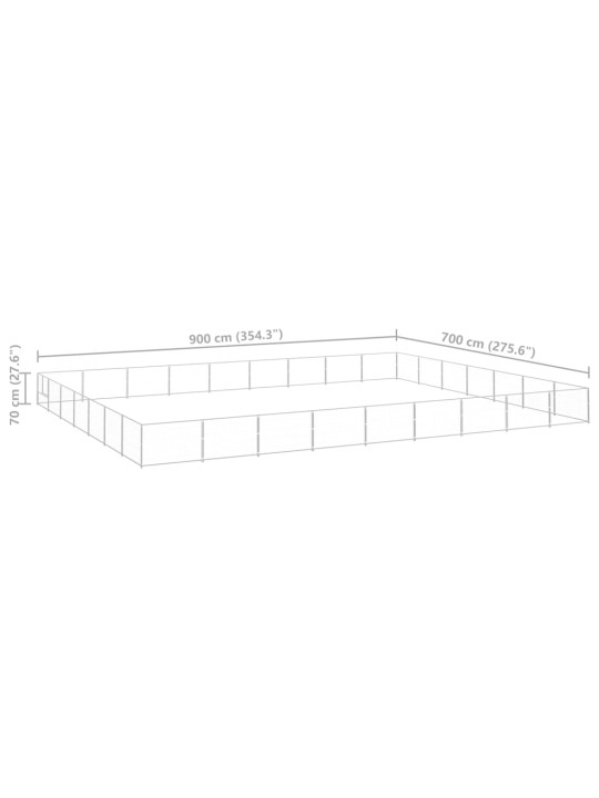 Suņu voljērs, sudraba krāsa, 63 m², tērauds