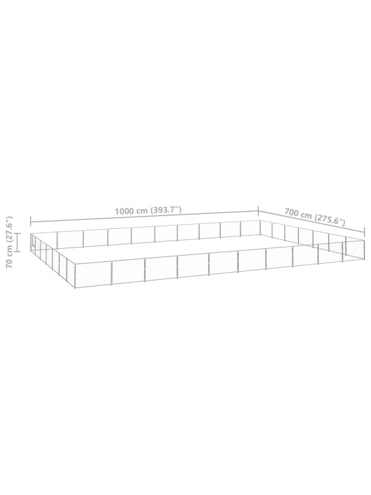 Suņu voljērs, sudraba krāsa, 70 m², tērauds