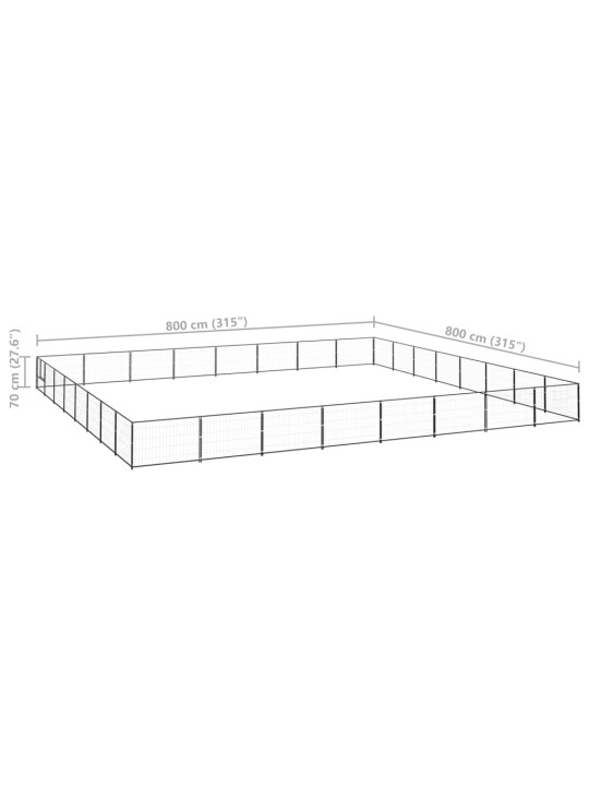 Suņu voljērs, melns, 64 m², tērauds