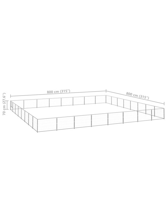 Suņu voljērs, sudraba krāsa, 64 m², tērauds