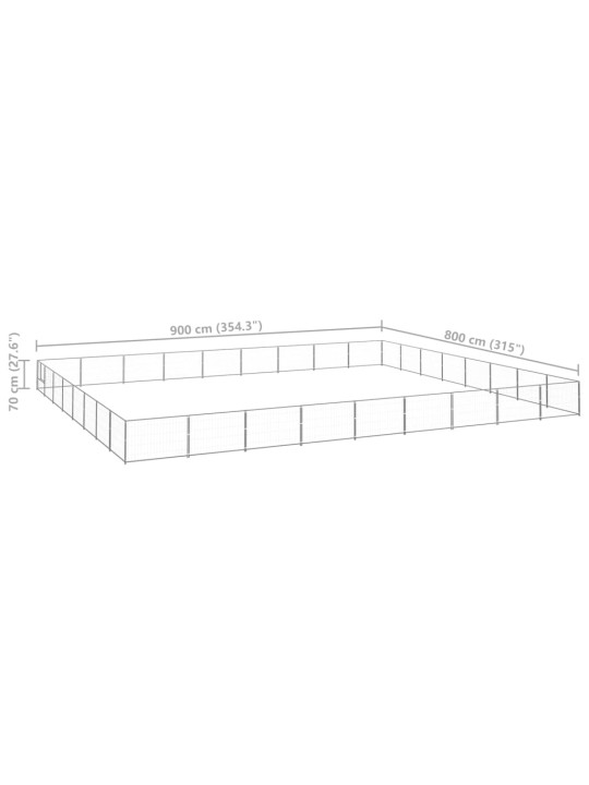 Suņu voljērs, sudraba krāsa, 72 m², tērauds