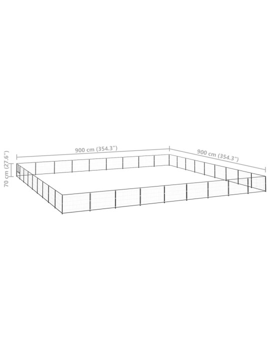 Suņu voljērs, melns, 81 m², tērauds