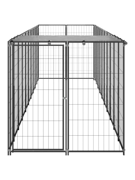 Suņu voljērs, melns, 6,05 m², tērauds